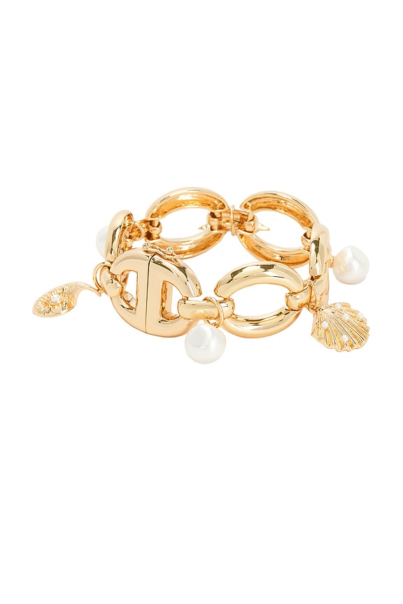 view 2 of 2 Gold Pearl Shell Charm Bracelet in Gold