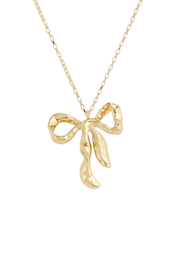 view 2 of 3 Mottled Gold Bow Pendant Necklace in Gold