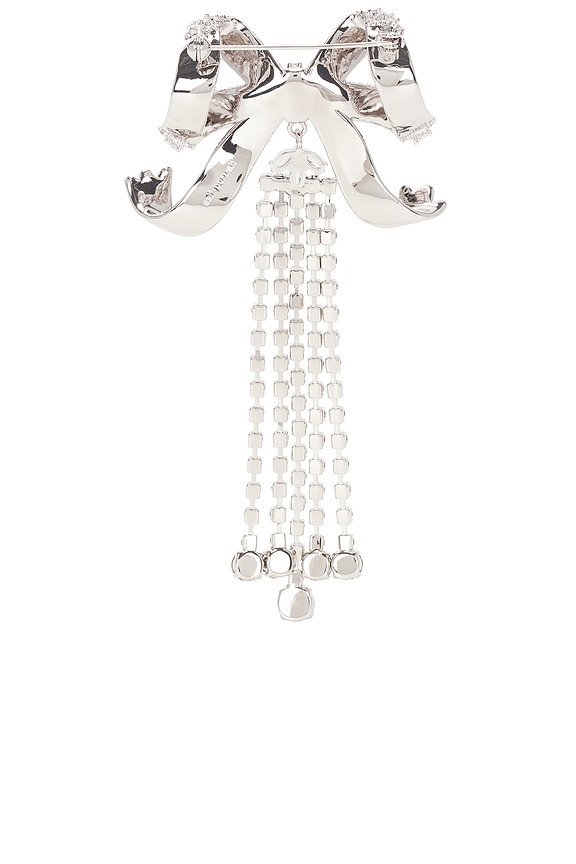 view 2 of 2 Crystal Bow Droplet Brooch in Silver