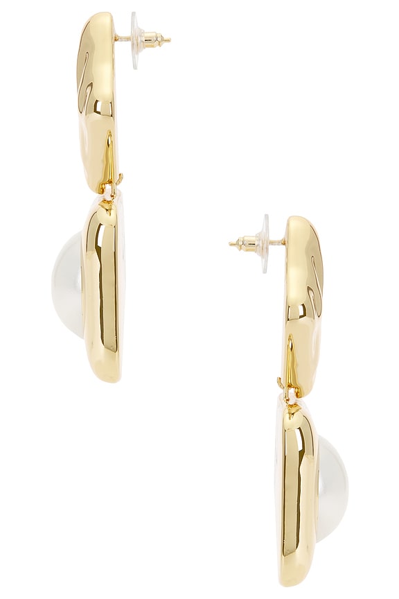 view 2 of 2 Mottled Gold Pearl Tiered Earrings in Gold