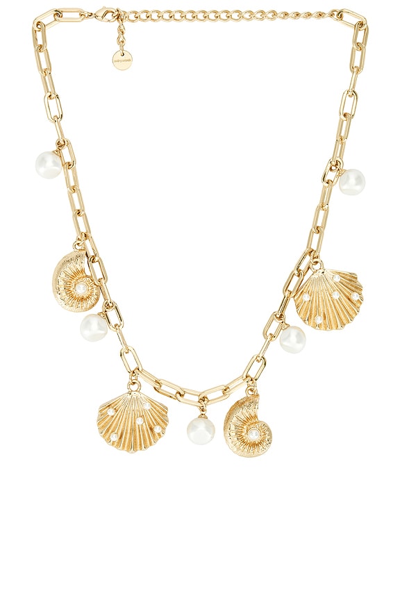 view 1 of 3 Gold Pearl Shell Charm Necklace in Gold