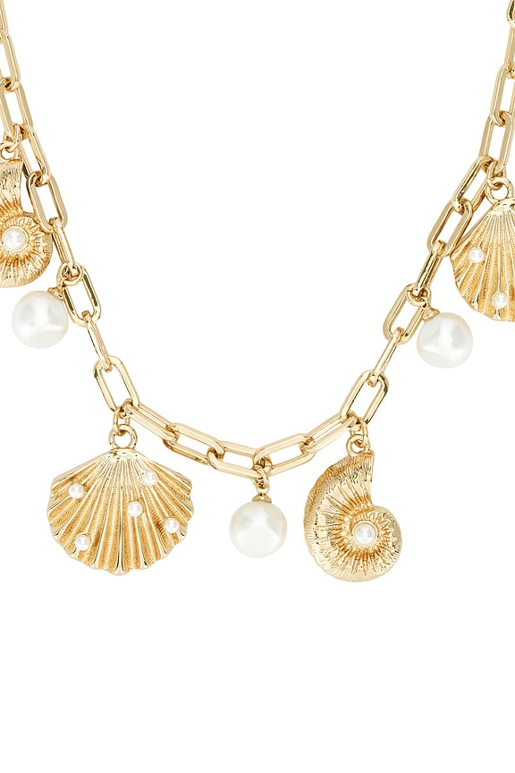 view 2 of 3 Gold Pearl Shell Charm Necklace in Gold