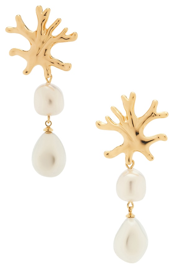 view 1 of 2 Gold Coral Pearl Earrings in Gold