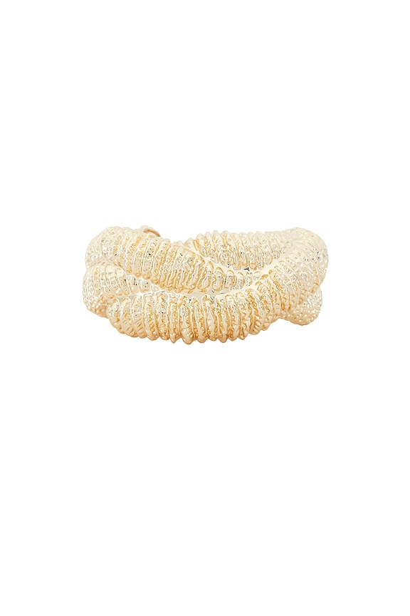 view 2 of 4 Textured Gold Twisted Cuff in Gold