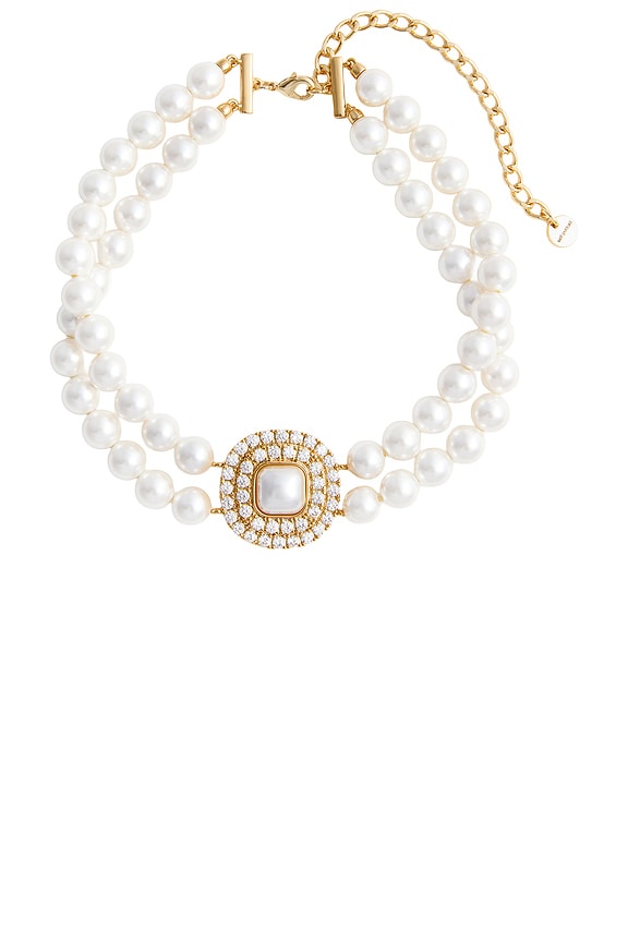 view 1 of 4 COLLIER RAS DU COU GOLD CRYSTAL PEARL CHOKER in Gold