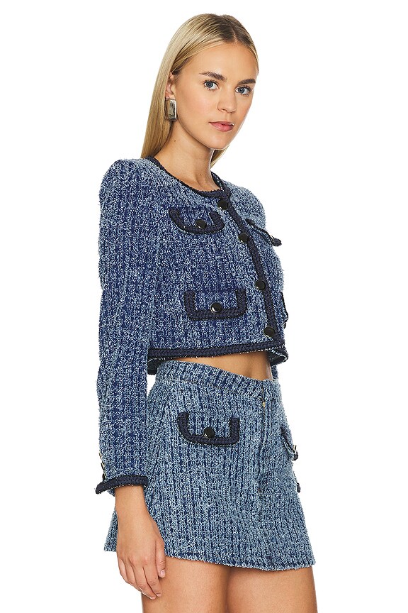 view 2 of 5 Textured Denim Jacket in Blue