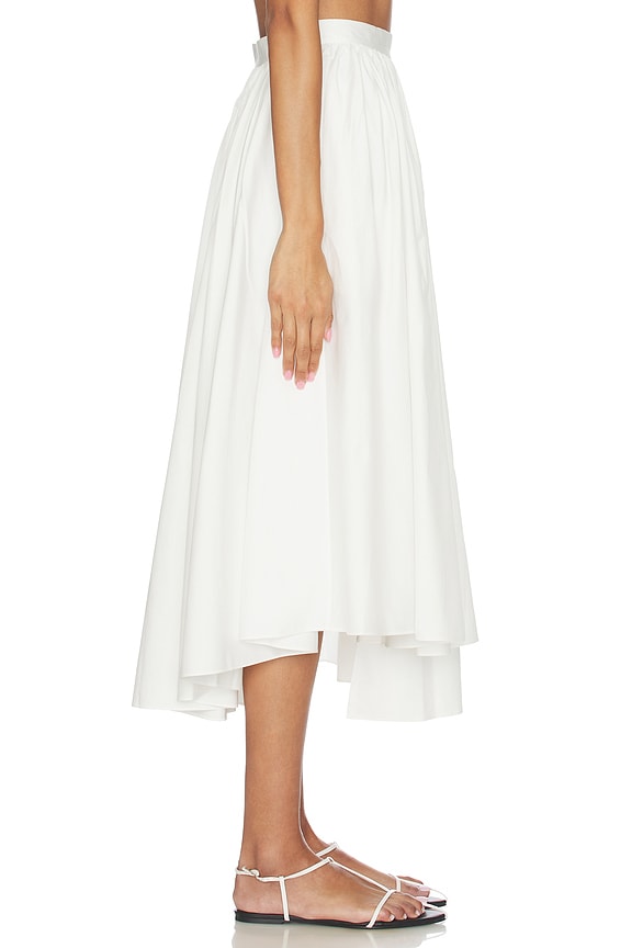 view 2 of 6 White Cotton Poplin Midi Skirt in White