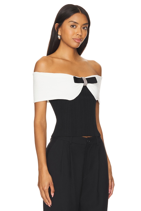 view 2 of 5 TOP AVEC NŒUD KNIT in Black