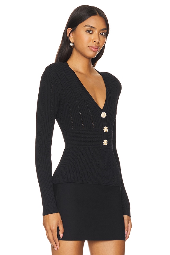 view 2 of 5 Pointelle Knit Top in Black