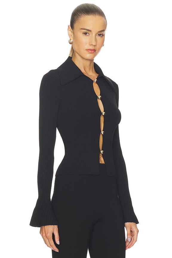 view 2 of 4 Button Down Knit Top in Black