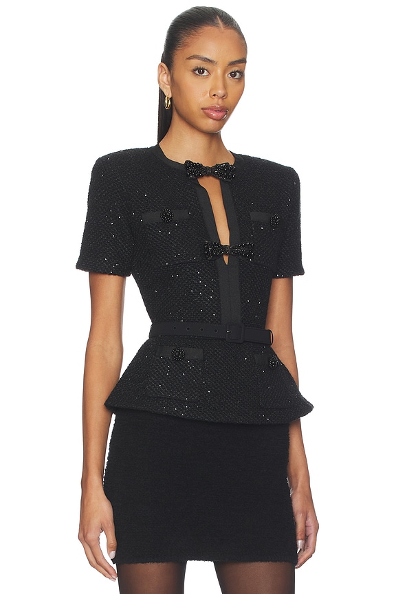 view 2 of 5 Black Sequin Knit Top in Black