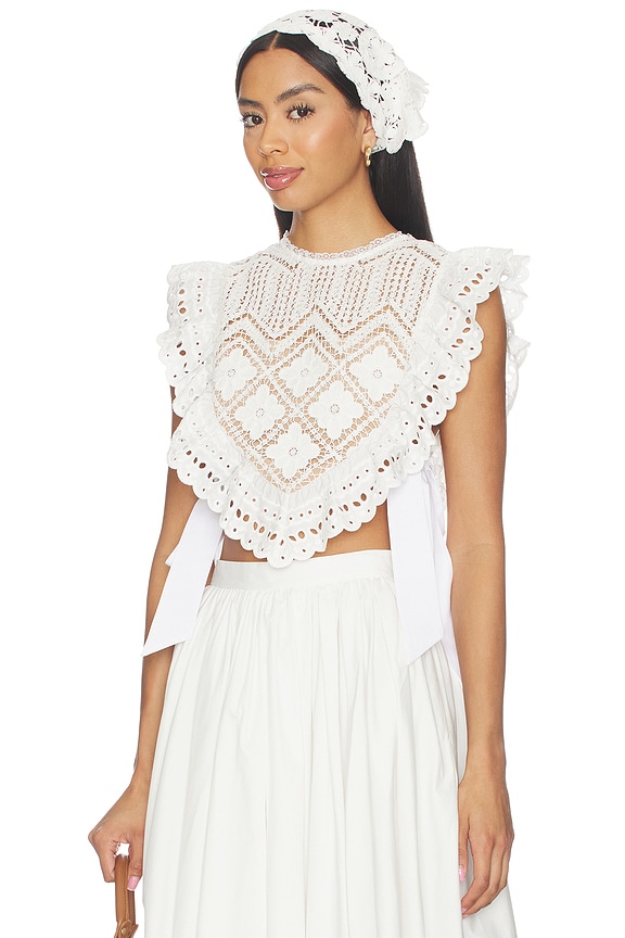 view 1 of 6 White Crochet Lace Crop Top in White