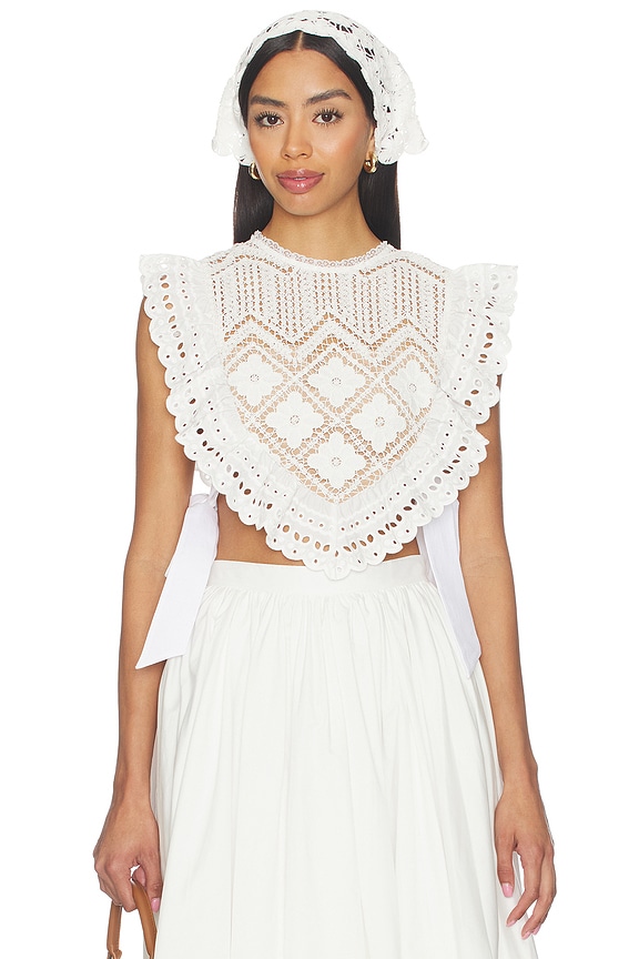 view 2 of 6 White Crochet Lace Crop Top in White