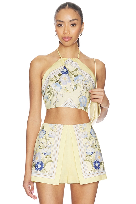 view 1 of 4 Yellow Floral Linen Top in Yellow