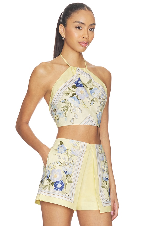 view 2 of 4 Yellow Floral Linen Top in Yellow