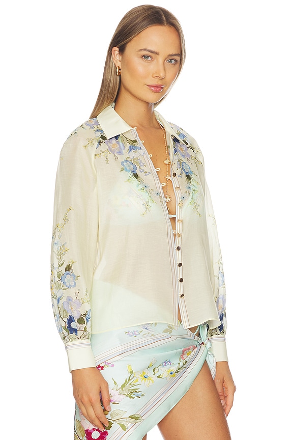 view 2 of 4 Yellow Floral Organza Blouse in Yellow