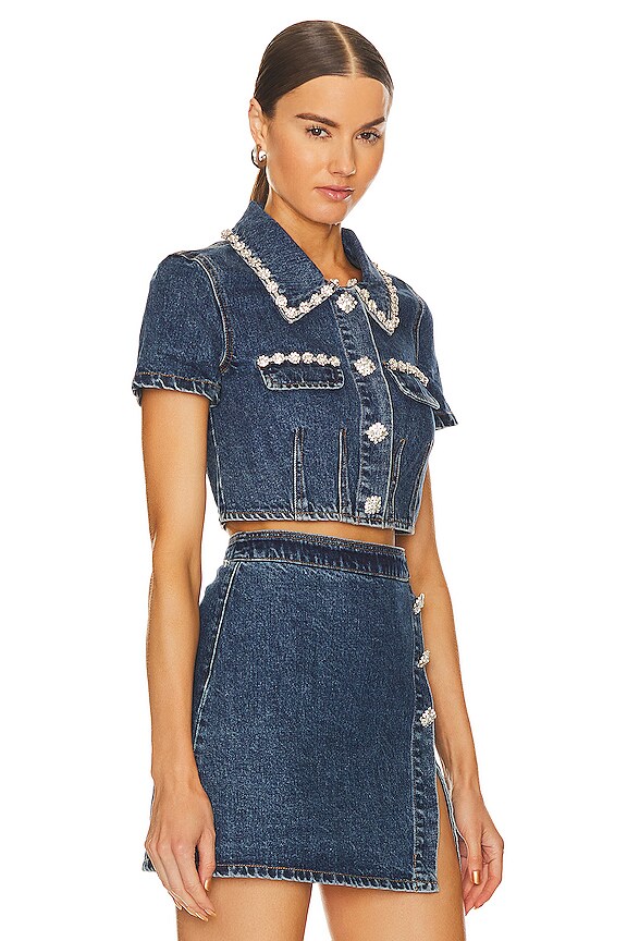 view 2 of 5 데님 크롭탑 in Blue