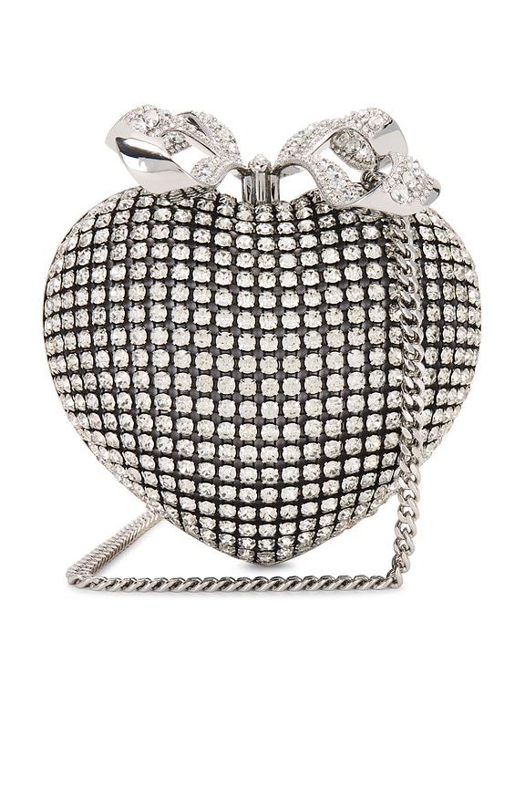 view 2 of 5 Crystal Heart Clutch in Silver