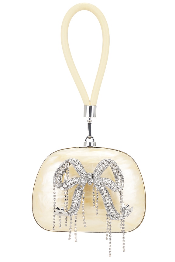 view 2 of 5 Yellow Pearl Top Handle Clutch Bag in Yellow