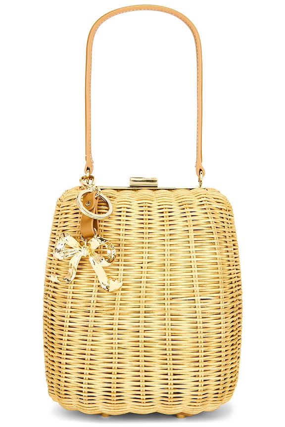 view 1 of 5 Brown Rattan Bag With Keychain in Brown