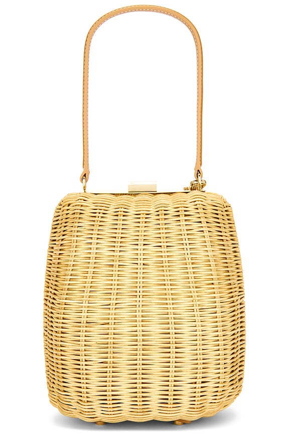 view 2 of 5 Brown Rattan Bag With Keychain in Brown