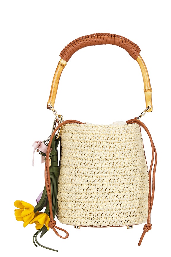 view 1 of 4 Soft Raffia Bucket Bag in Brown