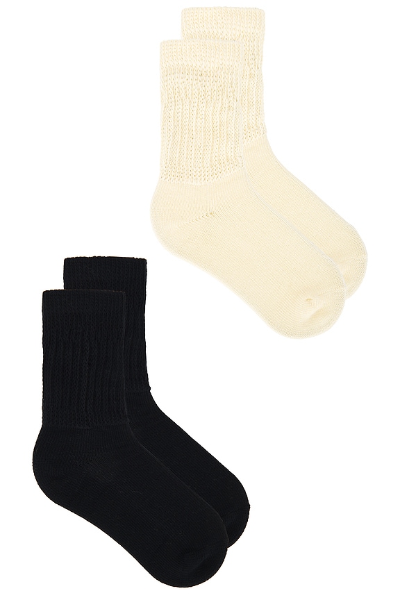 view 2 of 3 Perfect Scrunch Socks Pack Of 2 in Cream & Black