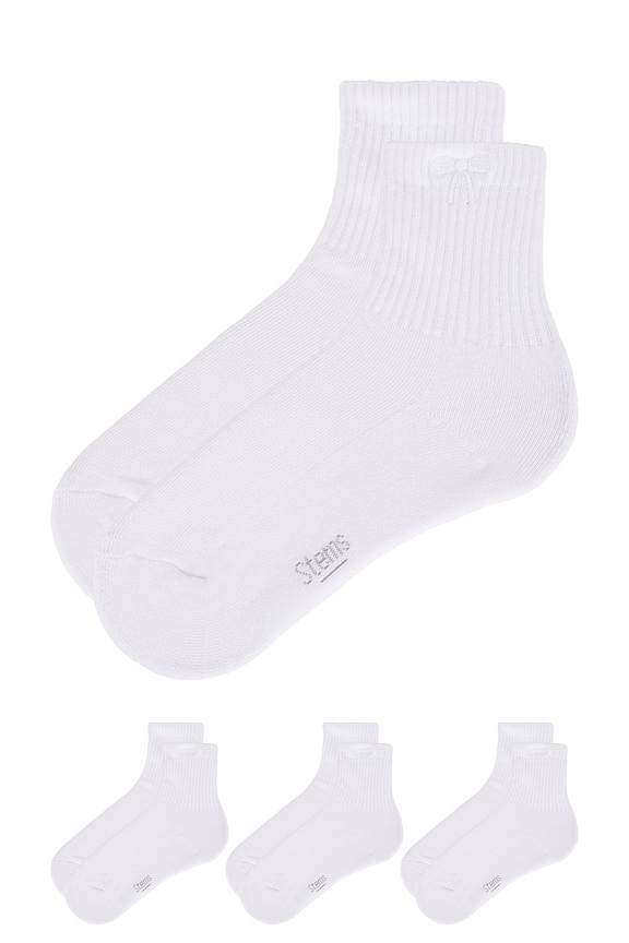 view 2 of 2 3-pack Cushioned Bow Ankle Socks in White