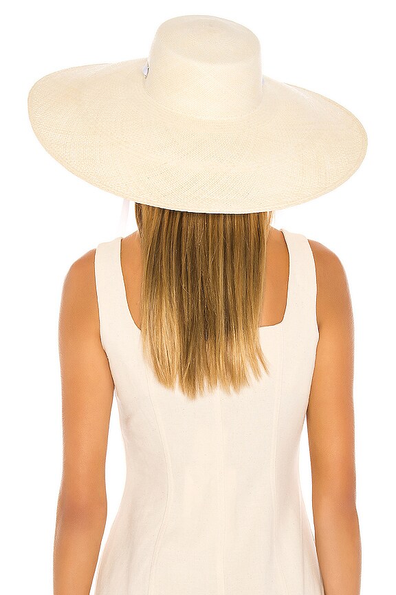 view 2 of 3 Low Crown Extra Long Brim Hat in Natural & White