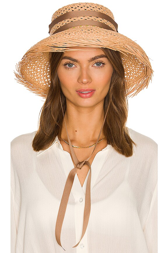 view 1 of 3 Ribbon Calado Hat in Beige Straw & Sable Band