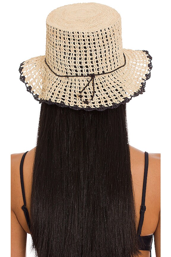 view 2 of 3 Crochet Hippie Hat in Natural & Black