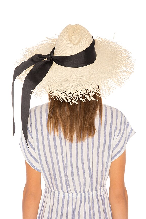 view 2 of 3 Extra Long Brim Panama Hat in Natural & Black