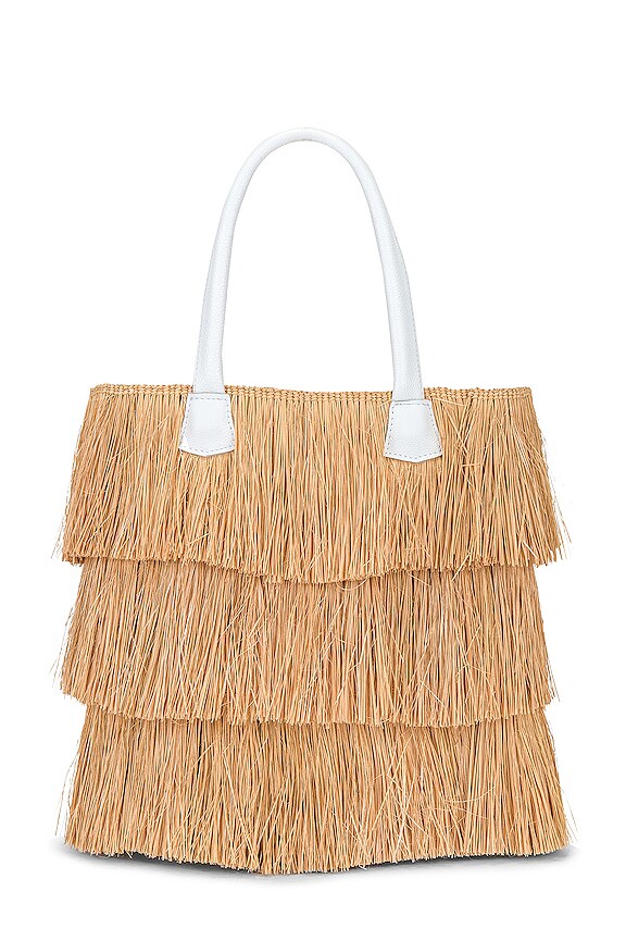 view 2 of 4 FOURRE-TOUT FRAYED STRAW in Beige & White Leather