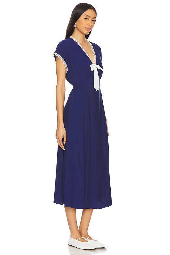 view 2 of 3 The Bow Satin Midi Dress in Navy