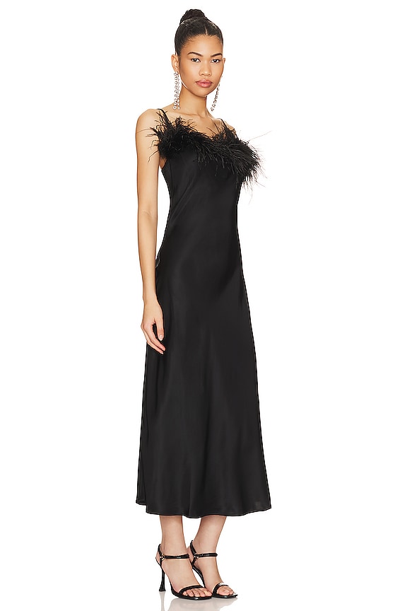 view 2 of 3 Boheme Slip Dress With Feathers in Black