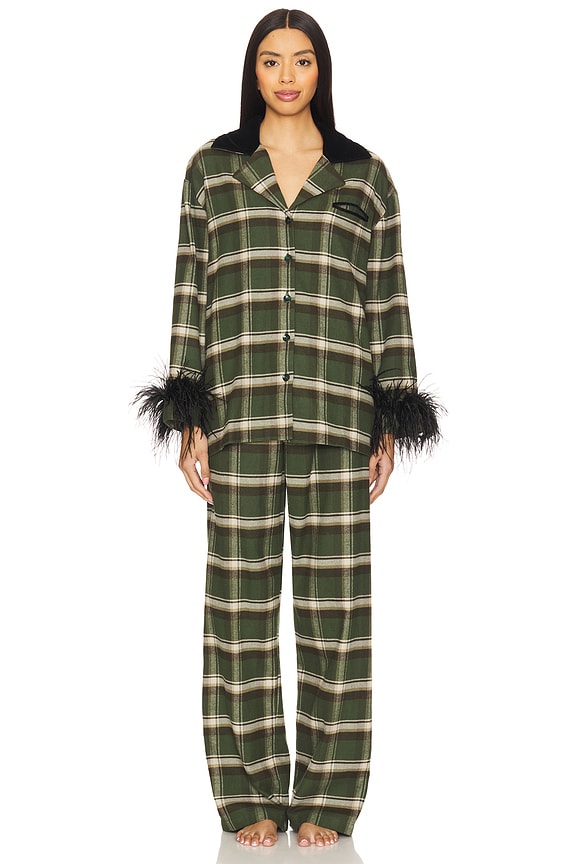 view 2 of 4 PYJAMA CHECKED COTTON-FLANNEL in Green & Black Checked