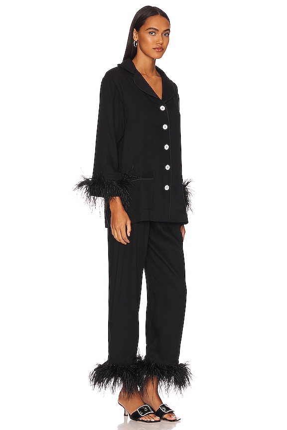 view 2 of 3 PIJAMA PARTY PAJAMA SET WITH DOUBLE FEATHERS in Black
