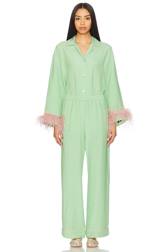 view 2 of 4 Miss Cat Belted Set With Detachable Feathers in Mint