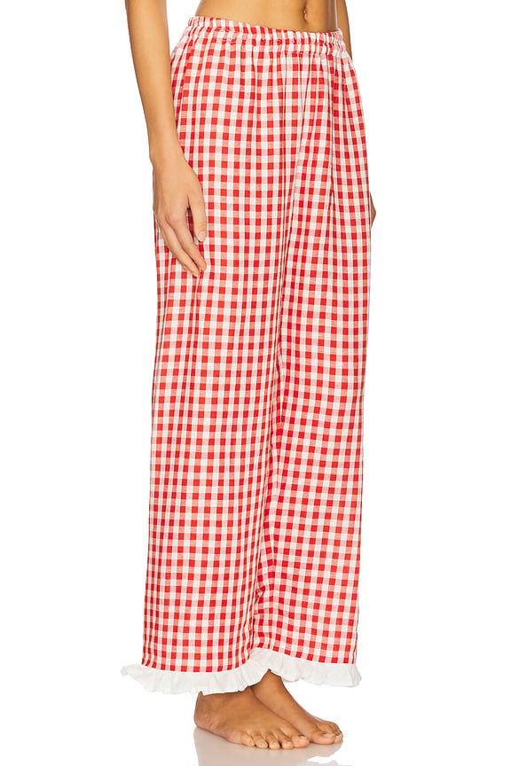 view 2 of 6 Puff Linen Bloomer Lounge Pant in Red Vichy
