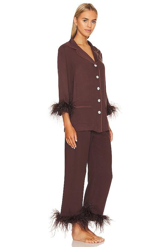 view 2 of 4 Double Feather Party Pajamas in Whiskey Brown