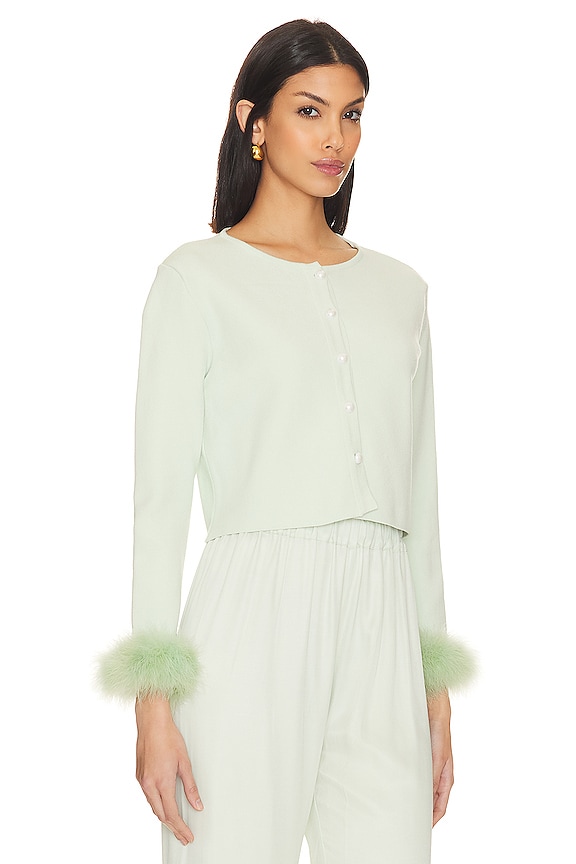 view 2 of 4 Knitted Cardigan with Detachable Feathers in Mint
