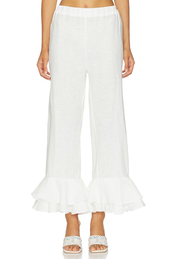 view 1 of 6 Cha-cha Linen Lounge Pants With Headscarf in White