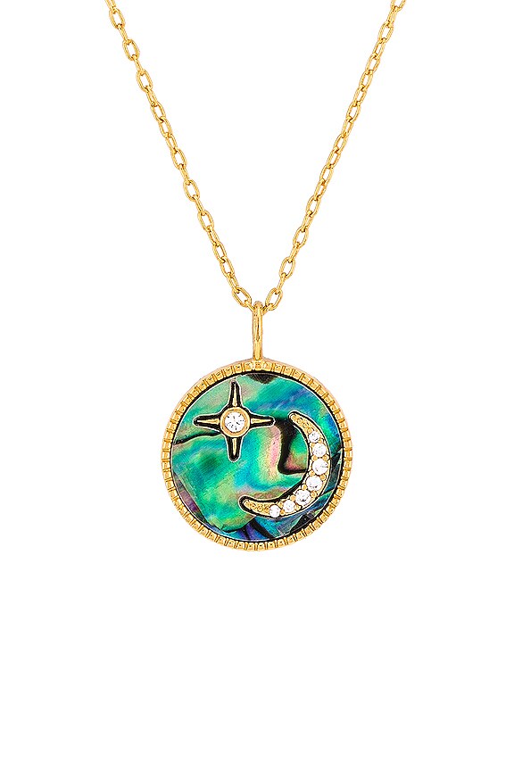 view 2 of 2 ОЖЕРЕЛЬЕ ABALONE CRESCENT MOON TALISMAN in Gold