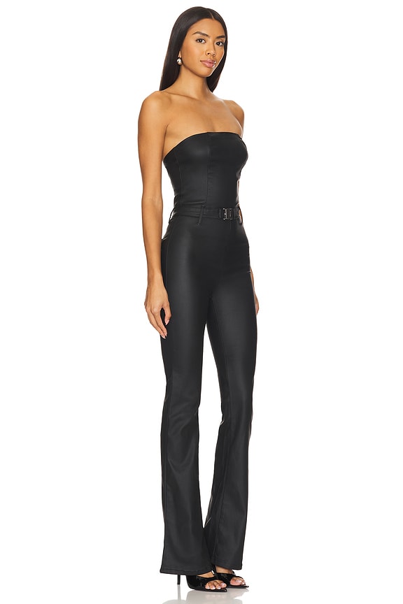 view 2 of 3 Vice Slim Flare Jumpsuit in Coated Black