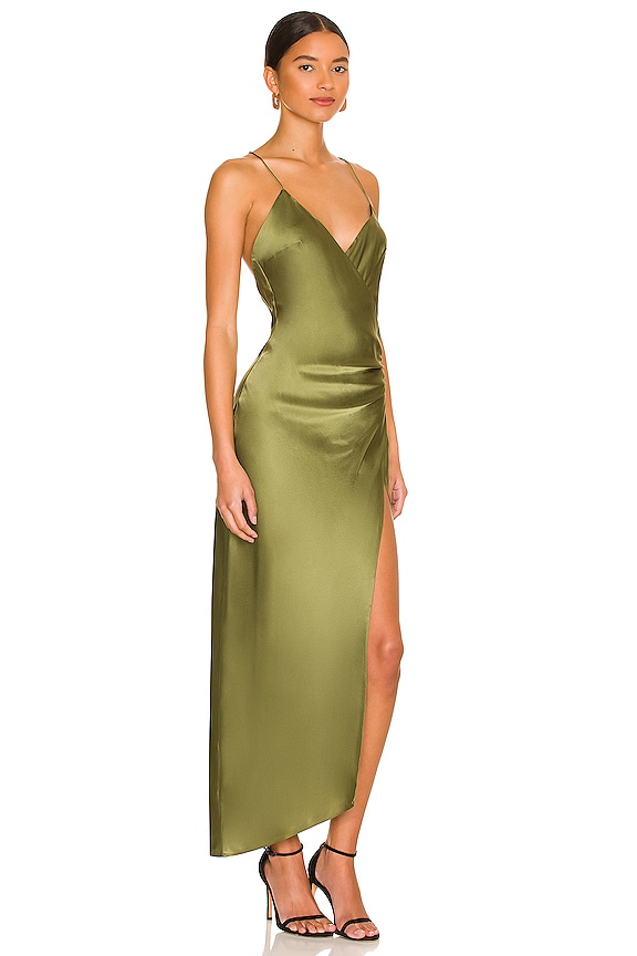 view 2 of 3 Emma Silk Dress in Chartreuse