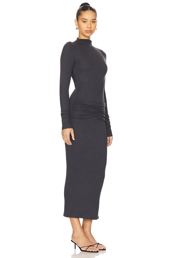 view 2 of 3 ROBE FINA TEA LENGTH in Charcoal