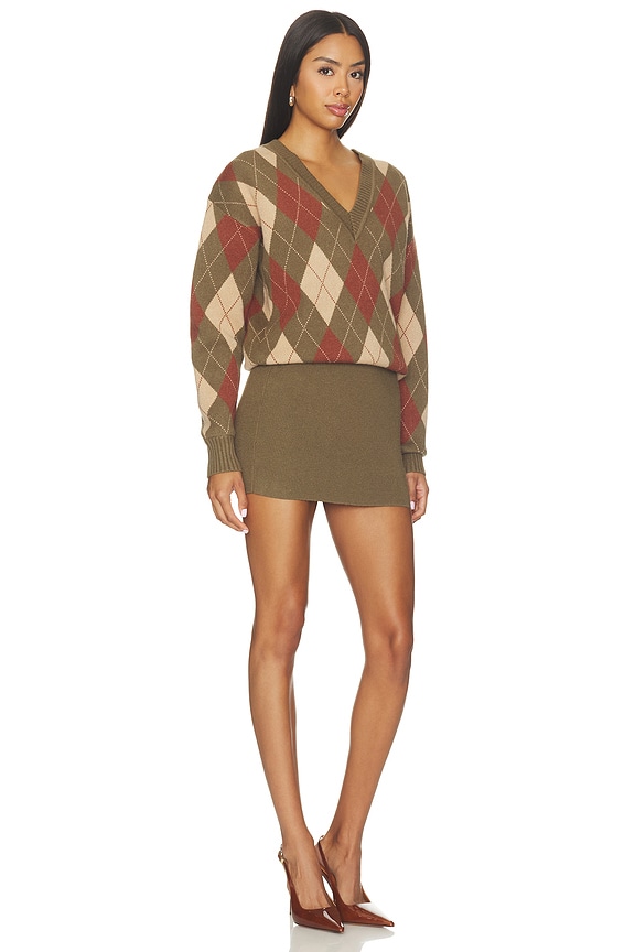 view 2 of 3 Savvy Sweater Dress in Olivewood Argyle