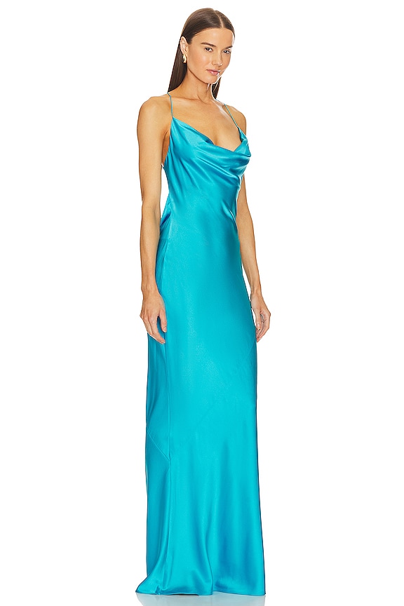 view 2 of 3 Massimo Silk Gown in Turquoise