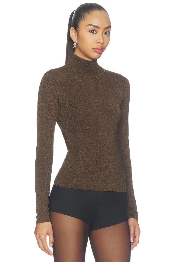 view 2 of 5 Whit Turtleneck in Metallic Loden Brown