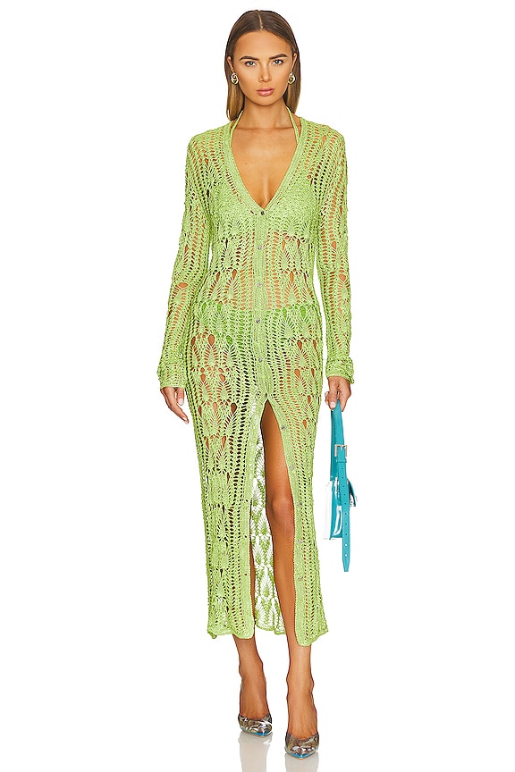 view 2 of 4 VESTIDO TIPO CÁRDIGAN DE GANCHILLO ALLISON in Lime